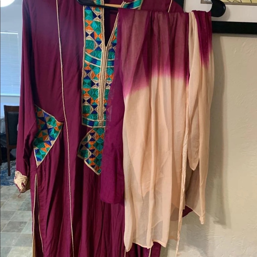 New 3 piece large size linen Salwar Kameez